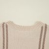 Women's Khaki Plaid Pattern Knitted Long Sleeve Drop Shoulder Sweater - Image 11