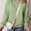 Women's Smoke Green Solid Drop Shoulder Fleece Lined Sweatshirt - Image 4