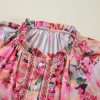 Women's Red Floral Print Ruffled Stitch Loose Fit Shirt - Image 14