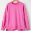 Women's Bonbon Solid Fleece Lined Drop Shoulder High Low Sweatshirt - Image 5