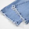 Women's Beau Blue Mineral Wash High Waist Flared Jeans with Raw Hem Detail - Image 10