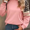 Women's Peach Blossom Leopard Print Colorblock Sweatshirt - Image 5