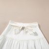 Women's White Contrast Stitching Knotted High Waist A-Line Mini Skirt - Image 6