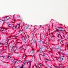 Women's Pink Abstract Print Puff Sleeve V Neck High Waist Romper for Summer Vacations - Image 6