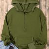 Women's Moss Green Solid Oversized Hoodie with Kangaroo Pocket - Image 6