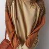 Women's Khaki Lace Patchwork Colorblock Drop Shoulder Sweatshirt - Image 5