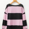 Women's Pink Stripe Color Block Long Sleeve Top with Number 22 Print - Casual Game Day Shirt - Image 8