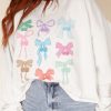 Women's White Bowknot Pattern Drop Shoulder Loose Sweatshirt - Casual Chic - Image 2