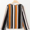 Women's Orange Geo Print Colorblock Notched V Neck Blouse for Casual and Semi-Formal Wear - Image 10