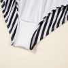 Black Stripe Plus Size Self Tie Straps One Piece Swimsuit with O-Ring Waistband - Image 14