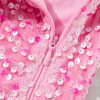 Pink Sequin One Shoulder Puff Sleeve Bodycon Mini Dress - Image 14