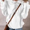 Women's White Fleece Lined Hoodie with Kangaroo Pocket and Adjustable Drawstring - Image 5