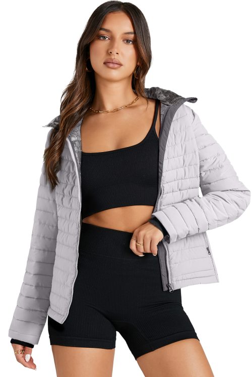 Women's Silvery Quilted Puffer Jacket - Insulated and Warm