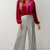 Women's Pitaya Pink Velvet V Neck Shirt with Button and Chest Pocket - Image 9