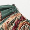 Women's Apricot Paisley Printed Off Shoulder Blouse with Ruffled Draped Sleeves - Image 20