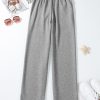 Women's Light Grey Solid Color Fleece Lined Drawstring Waist Casual Pants - Image 6