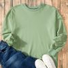 Women's Smoke Green Solid O Neck Pullover Sweatshirt - Image 5