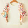 Women's Beige Floral Patchwork Half Batwing Sleeve Blouse - Bohemian Style - Image 7