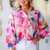 Women's Multicolour Abstract Printed Lantern Sleeve Blouse - Image 8