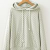 Women's Green Checkered Print Kangaroo Pocket Drawstring Hoodie - Image 7