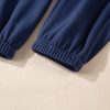 Women's Navy Blue Fleece Lined Drawstring Waist Joggers - Image 15