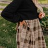 Chic Women's Black Plaid Patchwork High Waist Sweatshirt Mini Dress - Image 4