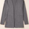 Women's Medium Grey Textured Cardigan with Pocket - Image 3