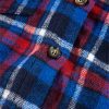 Women's Navy Blue Plaid Flap Pocket Button Up Shacket - Image 7