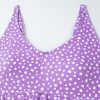 Women's Plus Size Purple Polka Dot Print Ruffled Knotted V Neck Tankini Set - Image 16