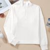 Women's White Zipped Neck Pullover Drop Shoulder Sweatshirt - Image 6