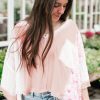 Women's Delicacy Floral Lace Crochet Patchwork Batwing Sleeve Blouse - Image 4