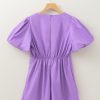 Wisteria Bow Decor Front V Neck Puff Sleeve Romper - Elegant Summer Jumpsuit for Women - Image 12