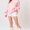 Women's Light Pink Bow Thread Embroidery Long Sleeve Sweatshirt - Image 6