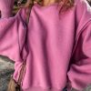 Women's Bright Pink Sherpa Oversized Drop Shoulder Sweatshirt - Image 6