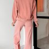 Women's Blossom Pink Casual Lounge Set with Drop Shoulder and Pocket - Image 2