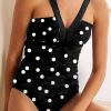 Women's Black Polka Dot Print V Neck Tankini Set - Stylish Two-Piece Swimwear - Image 8