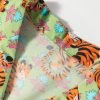 Women's Green Tiger Floral Printed Collared V Neck Casual Shirt - Image 6