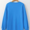 Women's Sky Blue Solid Color Drop Shoulder Long Sleeve Basic Sweatshirt - Image 7