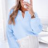 Women's Beau Blue Flower Detail Knitted Long Sleeve Sweater - Image 5