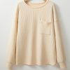 Women's Apricot Corded Drop Shoulder Long Sleeve Top - Image 4