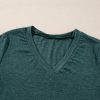 Women's Mist Green Solid Color Long Sleeve V Neck Top - Casual Essential - Image 5