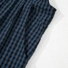 Women's Sail Blue Plaid Print Buttoned Pocketed High Waist Overall Jumpsuit - Image 11