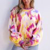 Women's Khaki Abstract Print Balloon Sleeve Sweater - Image 4