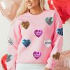 Women's Pink Sequin Heart Graphic Sweatshirt - Romantic Letters for Valentine's Day - Image 4