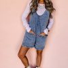 Women's Dusk Blue Sleeveless U Neck Denim Romper with Pocket - Image 5