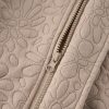 Women's Light French Beige Floral Quilted Jacket with Long Sleeves - Image 16