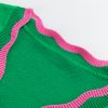 Women's Green Stripe Colorblock Cardigan with Cute Bow Detail - Image 9