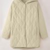 Women's Beige Quilted Hooded Coat with Snap Button Closure - Image 14