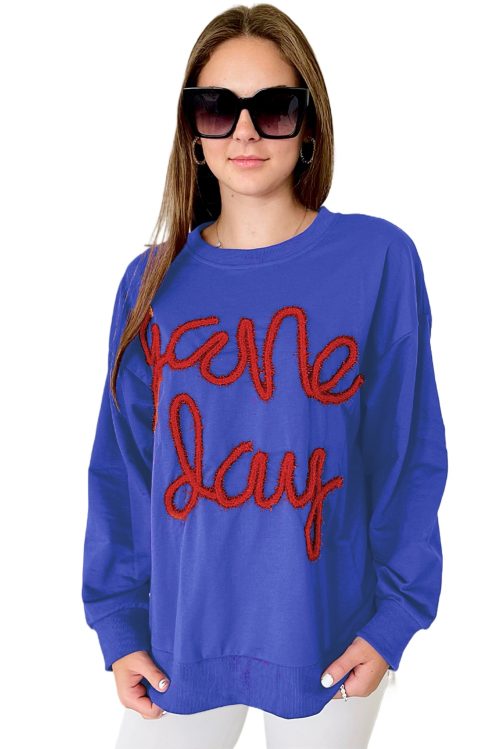 Women's Dark Blue Game Day Tinsel Graphic Sweatshirt