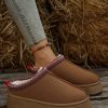 Women's Chestnut Contrast Print Suede Plush Lined Snow Boots for Winter - Image 9